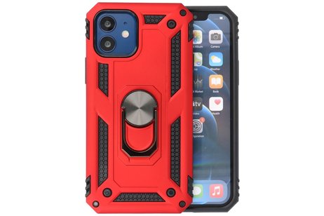 BAOHU Backcover Hoesje - Telefoonhoesje met Ring Houder - Hoesje Geschikt voor iPhone 12 Mini - Rood