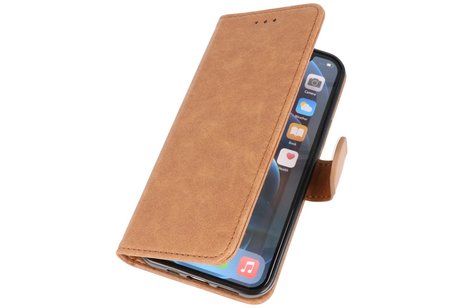 Hoesje Geschikt voor iPhone 12 Mini - Kaarthouder Book Case Telefoonhoesje - Bruin