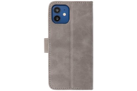 BAOHU Hoesje Geschikt voor iPhone 12 Mini - Kaarthouder Book Case Telefoonhoesje - Grijs
