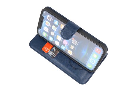 KAIYUE - Luxe Portemonnee Hoesje - Pasjeshouder Telefoonhoesje - Wallet Case - Geschikt voor iPhone 12 mini - Navy