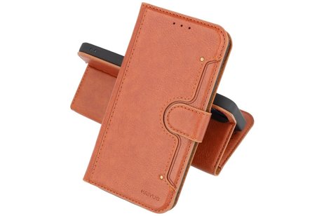 KAIYUE - Luxe Portemonnee Hoesje - Pasjeshouder Telefoonhoesje - Wallet Case - Geschikt voor iPhone 12 mini - Bruin