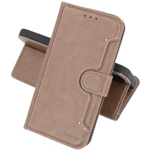 KAIYUE - Luxe Portemonnee Hoesje - Pasjeshouder Telefoonhoesje - Wallet Case - Geschikt voor iPhone 12 mini - Grijs