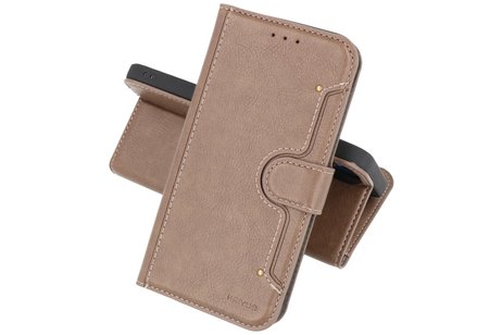 KAIYUE - Luxe Portemonnee Hoesje - Pasjeshouder Telefoonhoesje - Wallet Case - Geschikt voor iPhone 12 mini - Grijs