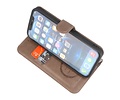 KAIYUE - Luxe Portemonnee Hoesje - Pasjeshouder Telefoonhoesje - Wallet Case - Geschikt voor iPhone 12 mini - Grijs