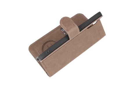 BAOHU KAIYUE - Luxe Portemonnee Hoesje - Pasjeshouder Telefoonhoesje - Wallet Case - Geschikt voor iPhone 12 mini - Grijs