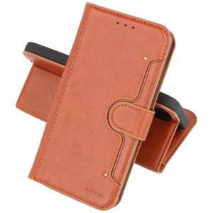 KAIYUE - Luxe Portemonnee Hoesje - Pasjeshouder Telefoonhoesje - Wallet Case - Geschikt voor iPhone 12 - iPhone 12 Pro - Bruin