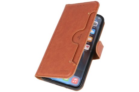 KAIYUE - Luxe Portemonnee Hoesje - Pasjeshouder Telefoonhoesje - Wallet Case - Geschikt voor iPhone 12 - iPhone 12 Pro - Bruin