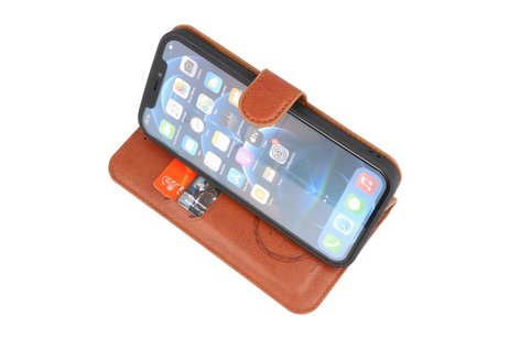 KAIYUE - Luxe Portemonnee Hoesje - Pasjeshouder Telefoonhoesje - Wallet Case - Geschikt voor iPhone 12 - iPhone 12 Pro - Bruin