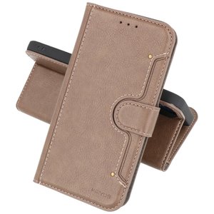 KAIYUE - Luxe Portemonnee Hoesje - Pasjeshouder Telefoonhoesje - Wallet Case - Geschikt voor iPhone 12 - iPhone 12 Pro - Grijs