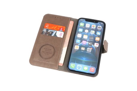 BAOHU KAIYUE - Luxe Portemonnee Hoesje - Pasjeshouder Telefoonhoesje - Wallet Case - Geschikt voor iPhone 12 - iPhone 12 Pro - Grijs