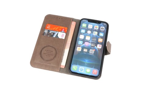 KAIYUE - Luxe Portemonnee Hoesje - Pasjeshouder Telefoonhoesje - Wallet Case - Geschikt voor iPhone 12 - iPhone 12 Pro - Grijs