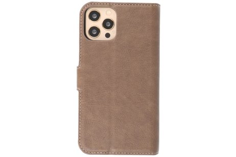 KAIYUE - Luxe Portemonnee Hoesje - Pasjeshouder Telefoonhoesje - Wallet Case - Geschikt voor iPhone 12 - iPhone 12 Pro - Grijs