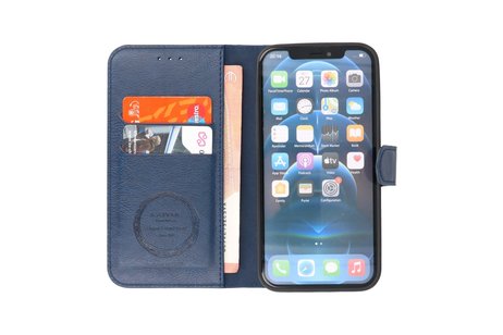 KAIYUE - Luxe Portemonnee Hoesje - Pasjeshouder Telefoonhoesje - Wallet Case - Geschikt voor iPhone 12 Pro Max - Navy