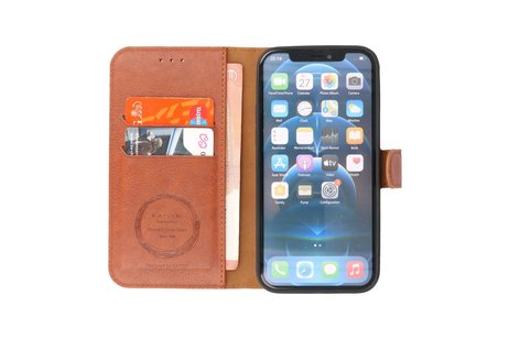 KAIYUE - Luxe Portemonnee Hoesje - Pasjeshouder Telefoonhoesje - Wallet Case - Geschikt voor iPhone 12 Pro Max - Bruin