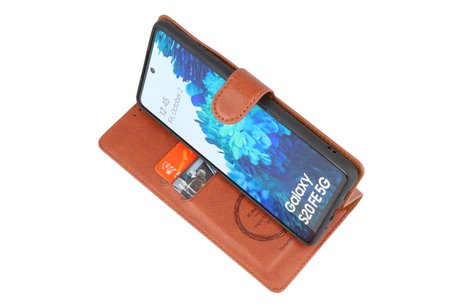 KAIYUE - Luxe Portemonnee Hoesje - Pasjeshouder Telefoonhoesje - Wallet Case - Geschikt voor Samsung Galaxy S20 FE - Bruin