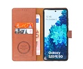 KAIYUE - Luxe Portemonnee Hoesje - Pasjeshouder Telefoonhoesje - Wallet Case - Geschikt voor Samsung Galaxy S20 FE - Bruin
