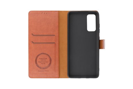 KAIYUE - Luxe Portemonnee Hoesje - Pasjeshouder Telefoonhoesje - Wallet Case - Geschikt voor Samsung Galaxy S20 FE - Bruin