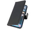 Handmade Lederen Book Case Telefoonhoesje - Wallet Case - Portemonnee Hoesje voor iPhone 12 Pro Max - Zwart