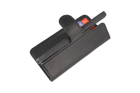 BAOHU Handmade Lederen Book Case Telefoonhoesje - Wallet Case - Portemonnee Hoesje - Geschikt voor iPhone 12 Pro Max - Zwart