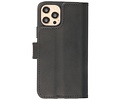 Handmade Lederen Book Case Telefoonhoesje - Wallet Case - Portemonnee Hoesje voor iPhone 12 Pro Max - Zwart