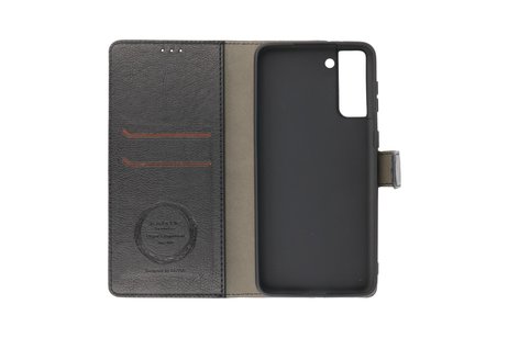 KAIYUE - Luxe Portemonnee Hoesje - Pasjeshouder Telefoonhoesje - Wallet Case - Geschikt voor Samsung Galaxy S21 - Zwart