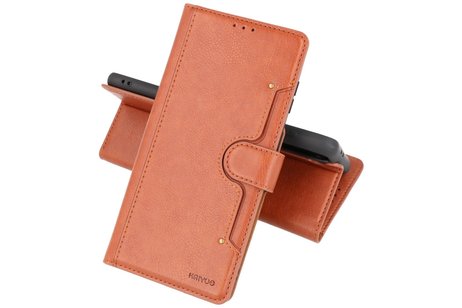 KAIYUE - Luxe Portemonnee Hoesje - Pasjeshouder Telefoonhoesje - Wallet Case - Geschikt voor Samsung Galaxy S21 - Bruin