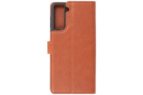 KAIYUE - Luxe Portemonnee Hoesje - Pasjeshouder Telefoonhoesje - Wallet Case - Geschikt voor Samsung Galaxy S21 - Bruin