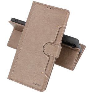 KAIYUE - Luxe Portemonnee Hoesje - Pasjeshouder Telefoonhoesje - Wallet Case - Geschikt voor Samsung Galaxy S21 - Grijs