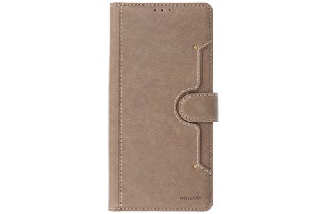 KAIYUE - Luxe Portemonnee Hoesje - Pasjeshouder Telefoonhoesje - Wallet Case - Geschikt voor Samsung Galaxy S21 - Grijs