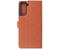 KAIYUE - Luxe Portemonnee Hoesje - Pasjeshouder Telefoonhoesje - Wallet Case - Geschikt voor Samsung Galaxy S21 Plus - Bruin