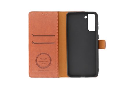 KAIYUE - Luxe Portemonnee Hoesje - Pasjeshouder Telefoonhoesje - Wallet Case - Geschikt voor Samsung Galaxy S21 Plus - Bruin