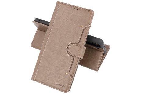 BAOHU KAIYUE - Luxe Portemonnee Hoesje - Pasjeshouder Telefoonhoesje - Wallet Case - Geschikt voor Samsung Galaxy S21 Plus - Grijs