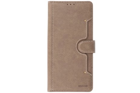 BAOHU KAIYUE - Luxe Portemonnee Hoesje - Pasjeshouder Telefoonhoesje - Wallet Case - Geschikt voor Samsung Galaxy S21 Plus - Grijs