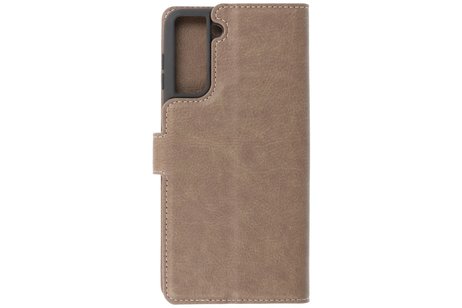 BAOHU KAIYUE - Luxe Portemonnee Hoesje - Pasjeshouder Telefoonhoesje - Wallet Case - Geschikt voor Samsung Galaxy S21 Plus - Grijs