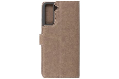 KAIYUE - Luxe Portemonnee Hoesje - Pasjeshouder Telefoonhoesje - Wallet Case - Geschikt voor Samsung Galaxy S21 Plus - Grijs