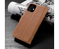 BAOHU Klassiek Design - Echt Lederen Hoesje - Book Case Portemonnee Telefoonhoesje - Geschikt voor iPhone 12 Mini - Cognac