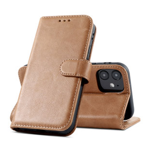 BAOHU Klassiek Design - Echt Lederen Hoesje - Book Case Portemonnee Telefoonhoesje - Geschikt voor iPhone 12 Mini - Cognac