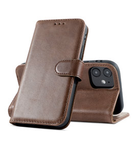 BAOHU Klassiek Design Echt Lederen Telefoonhoesje iPhone 12 Mini - Mocca