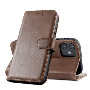 BAOHU Klassiek Design - Echt Lederen Hoesje - Book Case Portemonnee Telefoonhoesje - Geschikt voor iPhone 12 Mini - Mocca