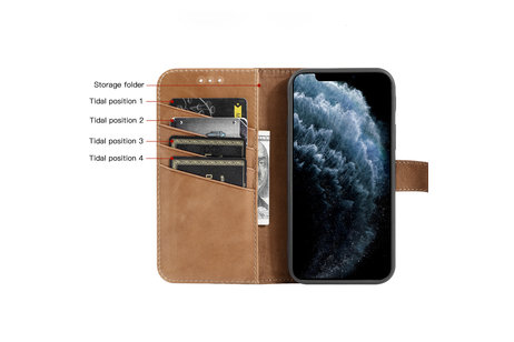 BAOHU Klassiek Design - Echt Lederen Hoesje - Book Case Portemonnee Telefoonhoesje - Geschikt voor iPhone 12 Mini - Cognac