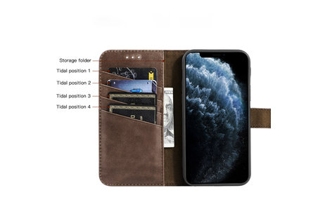 BAOHU Klassiek Design - Echt Lederen Hoesje - Book Case Portemonnee Telefoonhoesje - Geschikt voor iPhone 12 Mini - Mocca