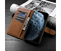 Klassiek Design - Echt Lederen Hoesje - Book Case Portemonnee Telefoonhoesje - Geschikt voor iPhone 12 - iPhone 12 Pro - Cognac