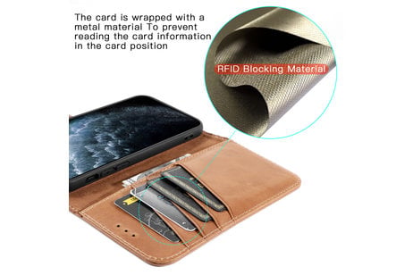 BAOHU Klassiek Design - Echt Lederen Hoesje - Book Case Portemonnee Telefoonhoesje - Geschikt voor iPhone 12 Pro Max - Cognac