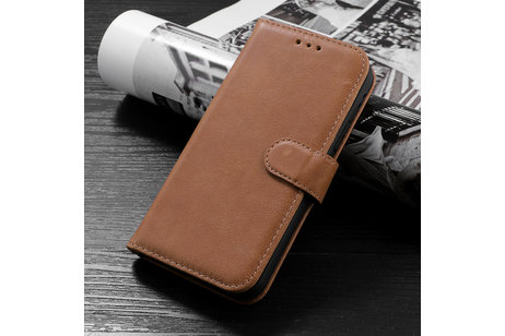 BAOHU Klassiek Design - Echt Lederen Hoesje - Book Case Portemonnee Telefoonhoesje - Geschikt voor iPhone 12 Pro Max - Cognac