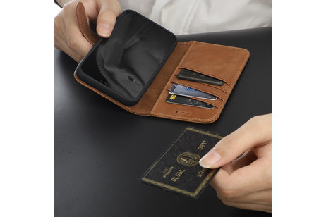 BAOHU Klassiek Design - Echt Lederen Hoesje - Book Case Portemonnee Telefoonhoesje - Geschikt voor iPhone 12 Pro Max - Cognac