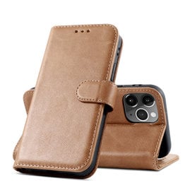 BAOHU Klassiek Design Echt Lederen Telefoonhoesje iPhone 12 Pro Max - Cognac