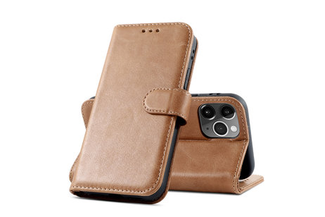 BAOHU Klassiek Design - Echt Lederen Hoesje - Book Case Portemonnee Telefoonhoesje - Geschikt voor iPhone 12 Pro Max - Cognac
