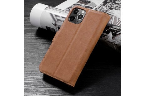 BAOHU Klassiek Design - Echt Lederen Hoesje - Book Case Portemonnee Telefoonhoesje - Geschikt voor iPhone 12 Pro Max - Cognac