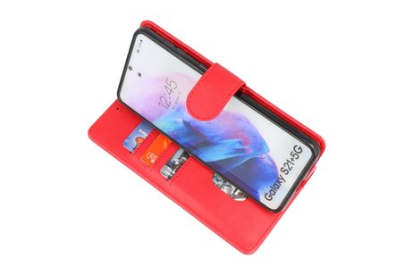BAOHU Hoesje Geschikt voor de Samsung Galaxy S21 Plus - Kaarthouder Book Case Telefoonhoesje - Rood