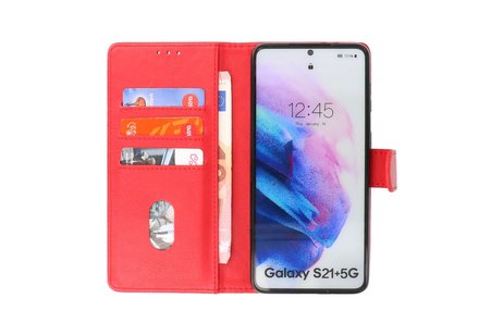 BAOHU Hoesje Geschikt voor de Samsung Galaxy S21 Plus - Kaarthouder Book Case Telefoonhoesje - Rood